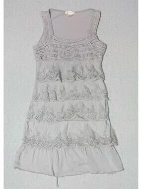 Wet Seal Sleeveless Flapper Style Dress Womens Size XS Grey Gray Crochet Lace...